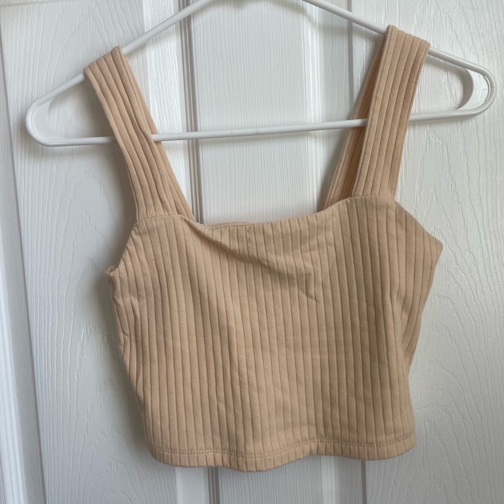Ribbed Pale Orange Crop Top